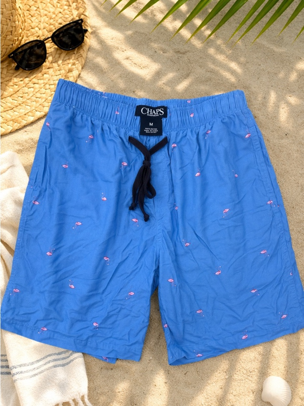 Chaps Men’s Blue Flamingo Print Sleep Trunks